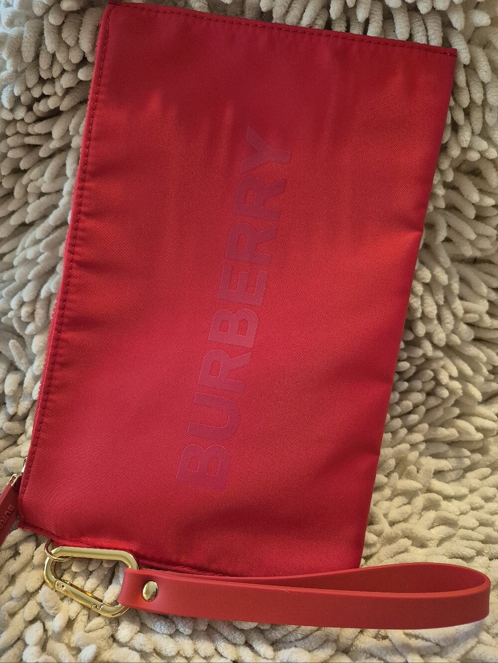 Burberry Red Logo Wristlet Pouch with Gold Hardware GWP